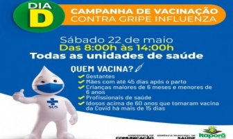 No próximo sábado 22 haverá vacinação contra gripe influenza em Itaporã