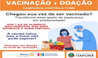 Itaporã adere Vacinação Solidária incentivando doação de alimentos durante a imunização da COVID-19