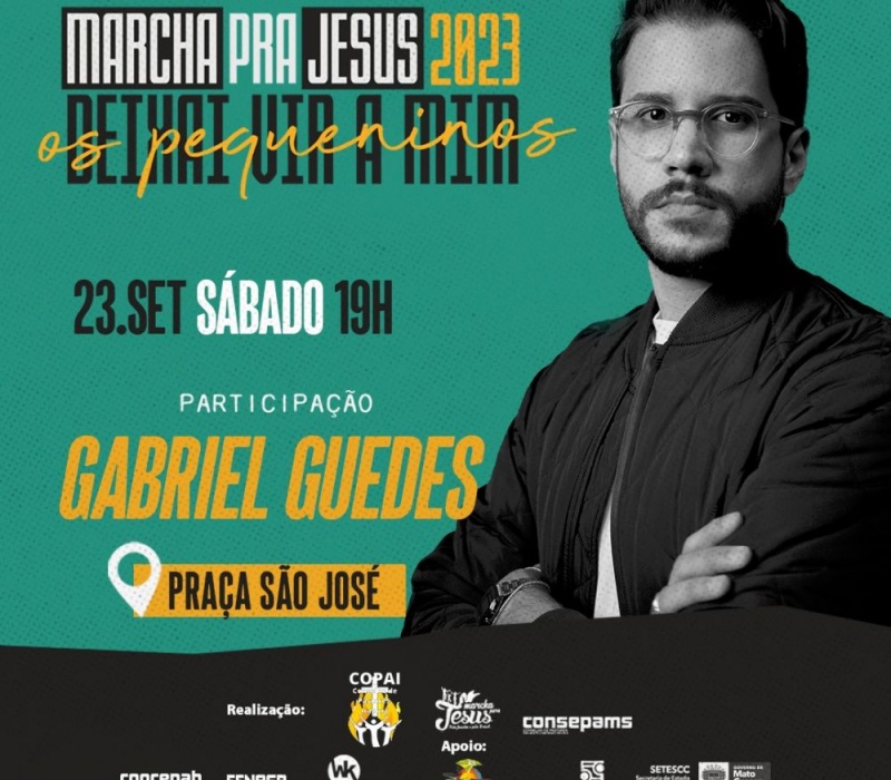 Show com Gabriel Guedes marca a Grande Marcha para Jesus de Itaporã neste sábado.