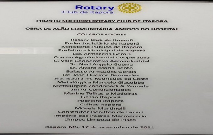 Prefeito Marcos Pacco representantes do Judiciário, Ministério Público e Rotary Clube inauguram o Novo Pronto Socorro do Hospital de Itaporã