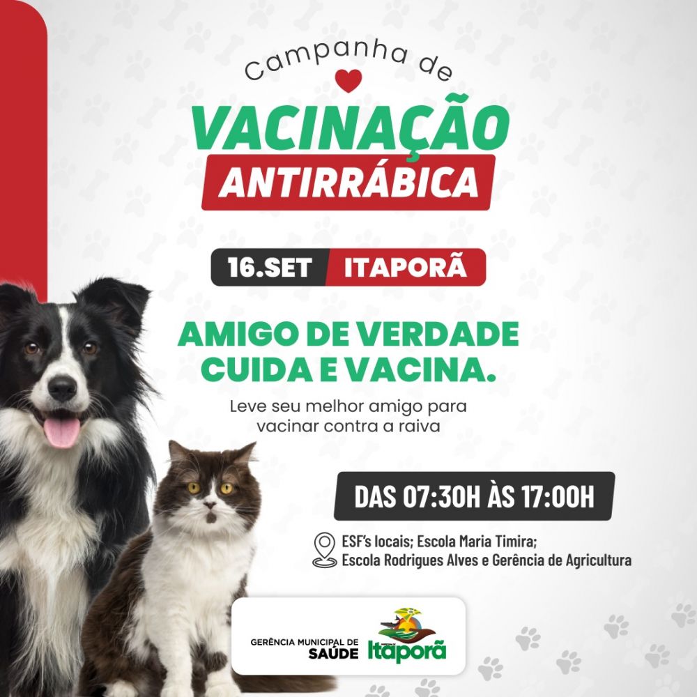 Prossegue a campanha de vacinação antirrábica em Itaporã