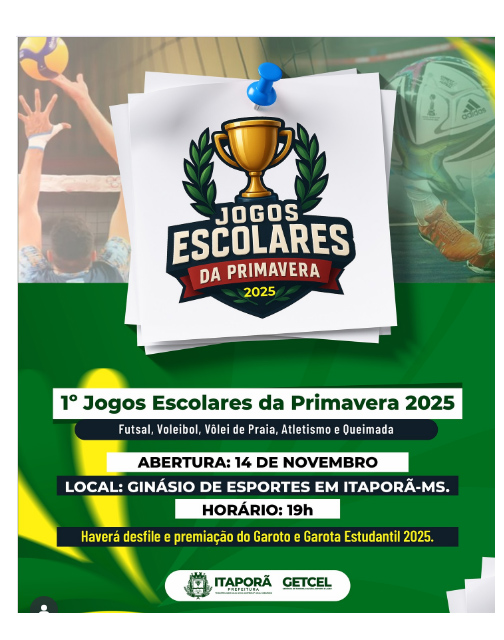 Itaporã terá os 1º Jogos Escolares da Primavera 2025