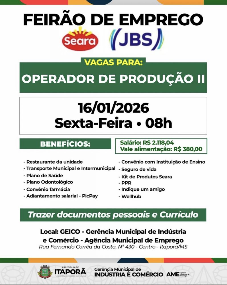 Oportunidade bate à porta: Itaporã realiza novo Feirão de Emprego